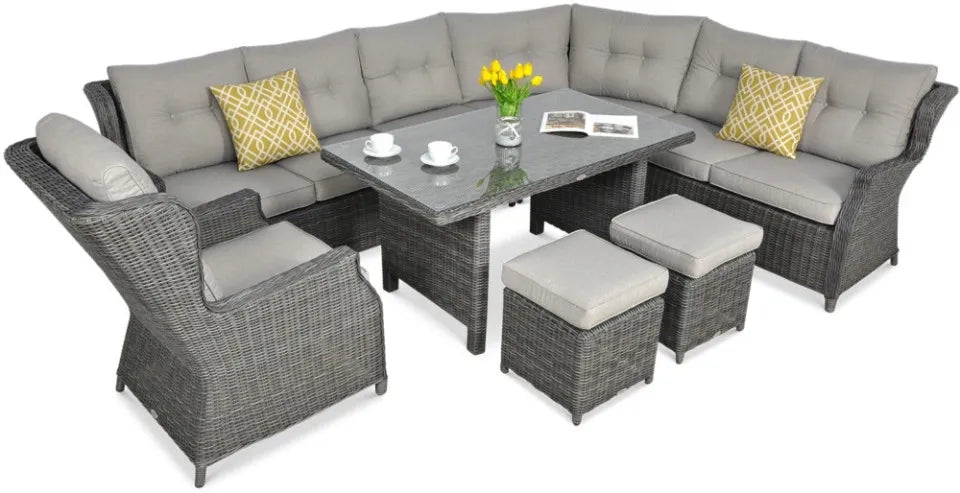 Ēdamgalda komplekts Dova 306/246/87 cm tumši pelēks - N1 Home