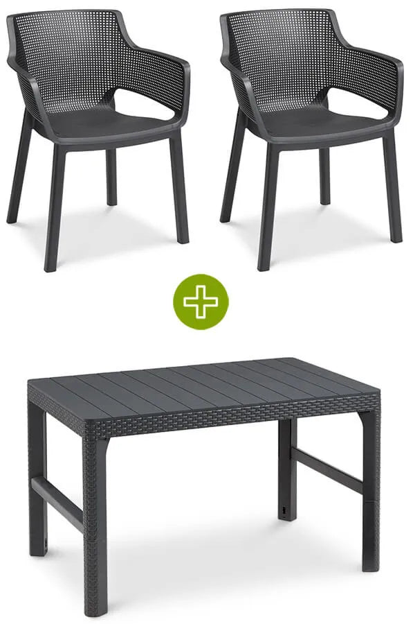 Balkona mēbeles Elie 2+1/4+1 grafīts - N1 Home