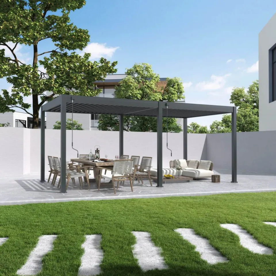 Alumīnija dārza pergola Elia 3x6 309/600/255 cm antracīts - N1 Home