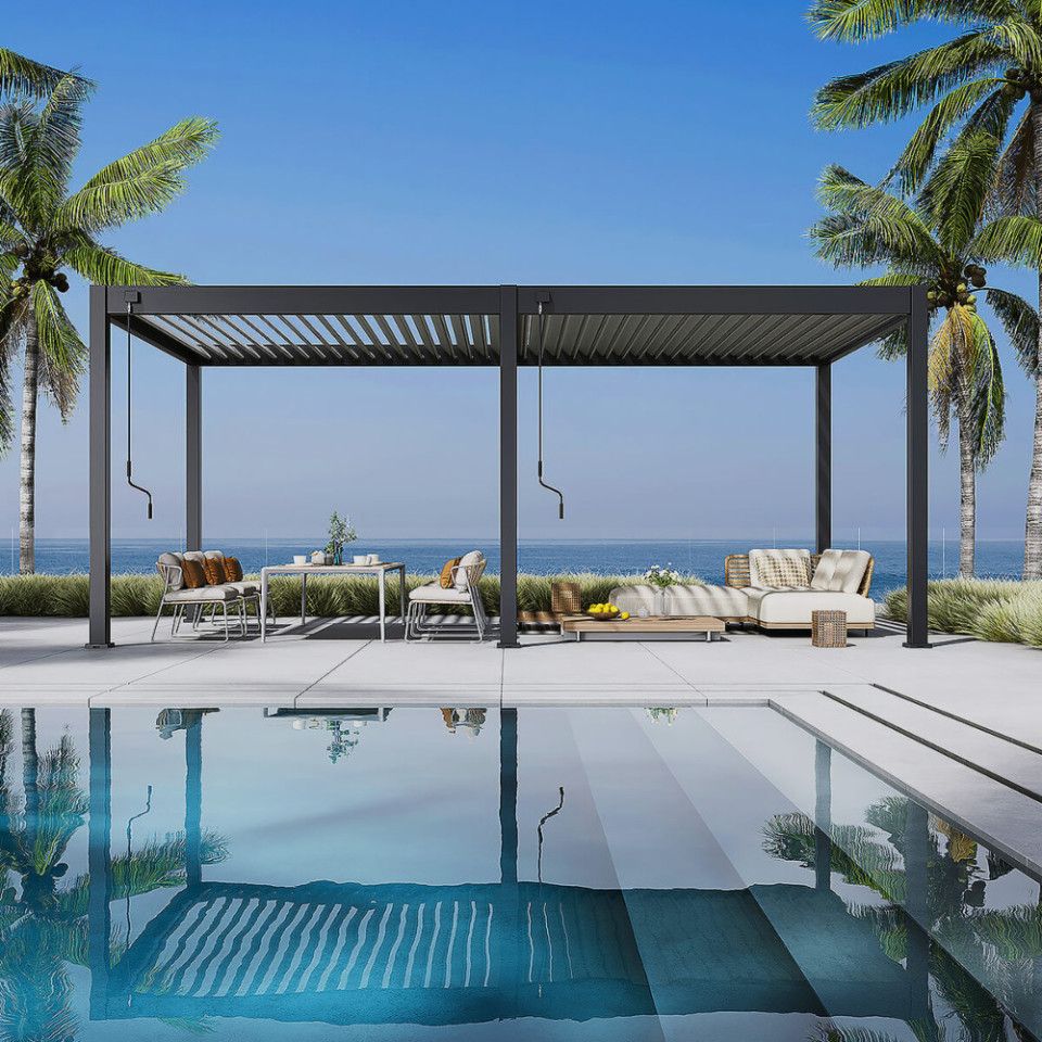 Alumīnija dārza pergola Elia 3x6 309/600/255 cm antracīts - N1 Home