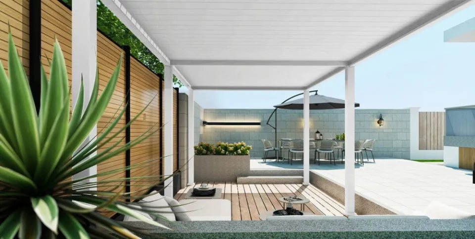 Alumīnija dārza pergola Elia 3x6 309/600/255 cm balts - N1 Home