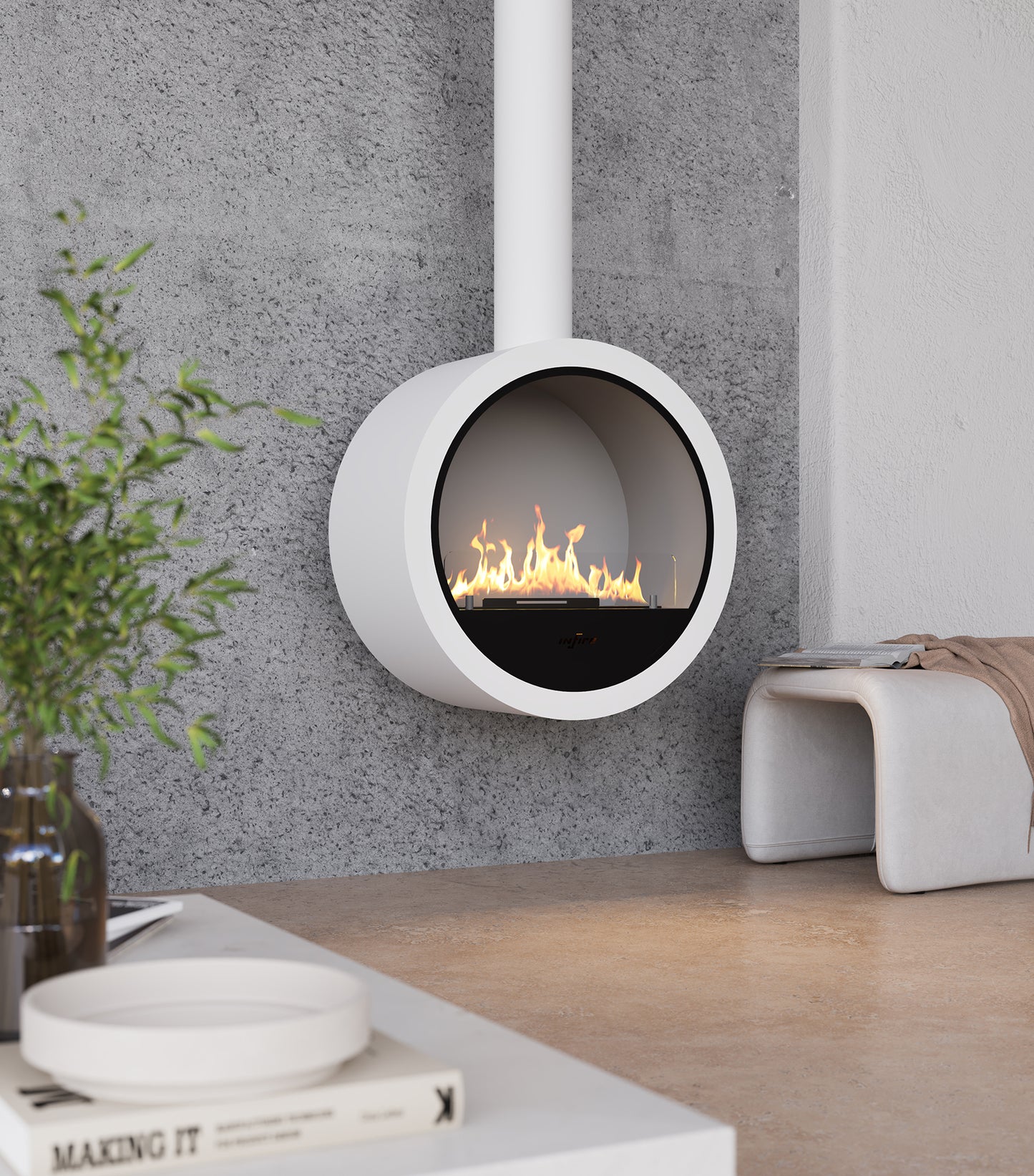 Biokamīns Incyrk 70/35/150 cm balts - N1 Home