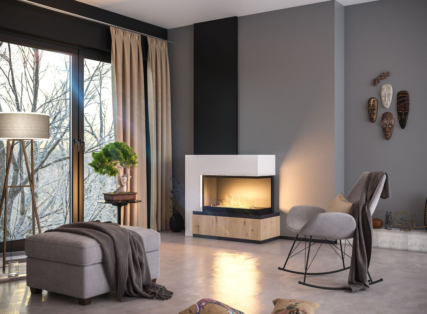 Biokamīns Insi 800V2 84/54/35; 110/50/35 cm melns - N1 Home