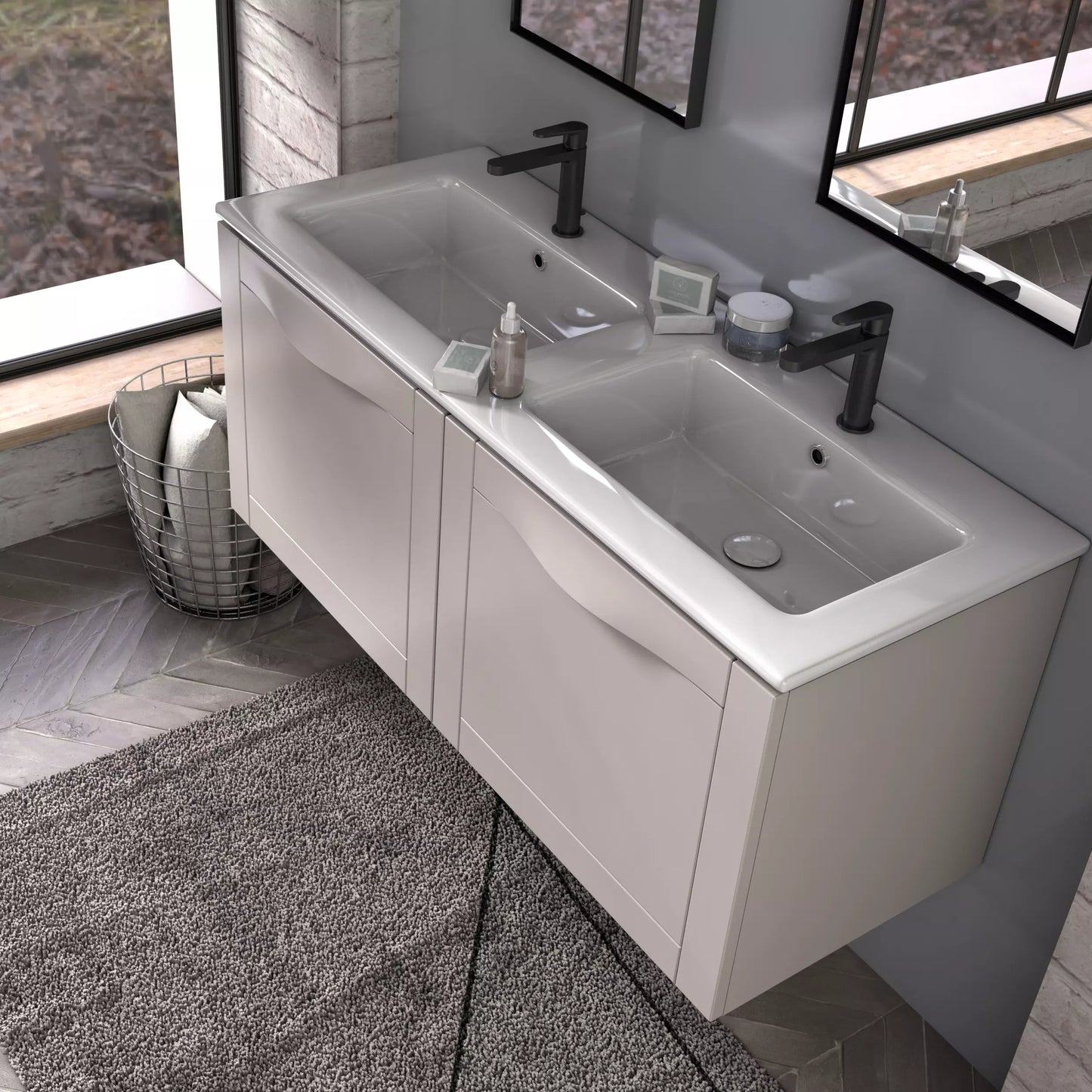 Izlietne Uniko J Double 121 x 2 x 46,5 (60 x 2) cm balts - N1 Home