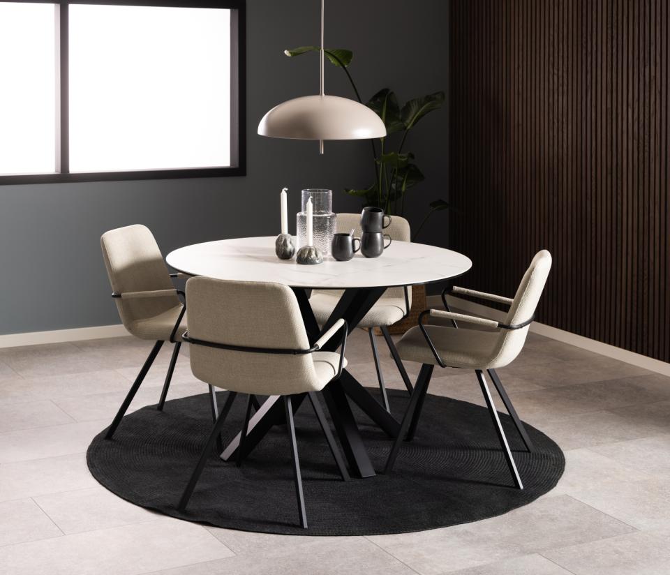 Galds Heva 119x75,5 cm balta Akranes neapstrādāta keramika - N1 Home