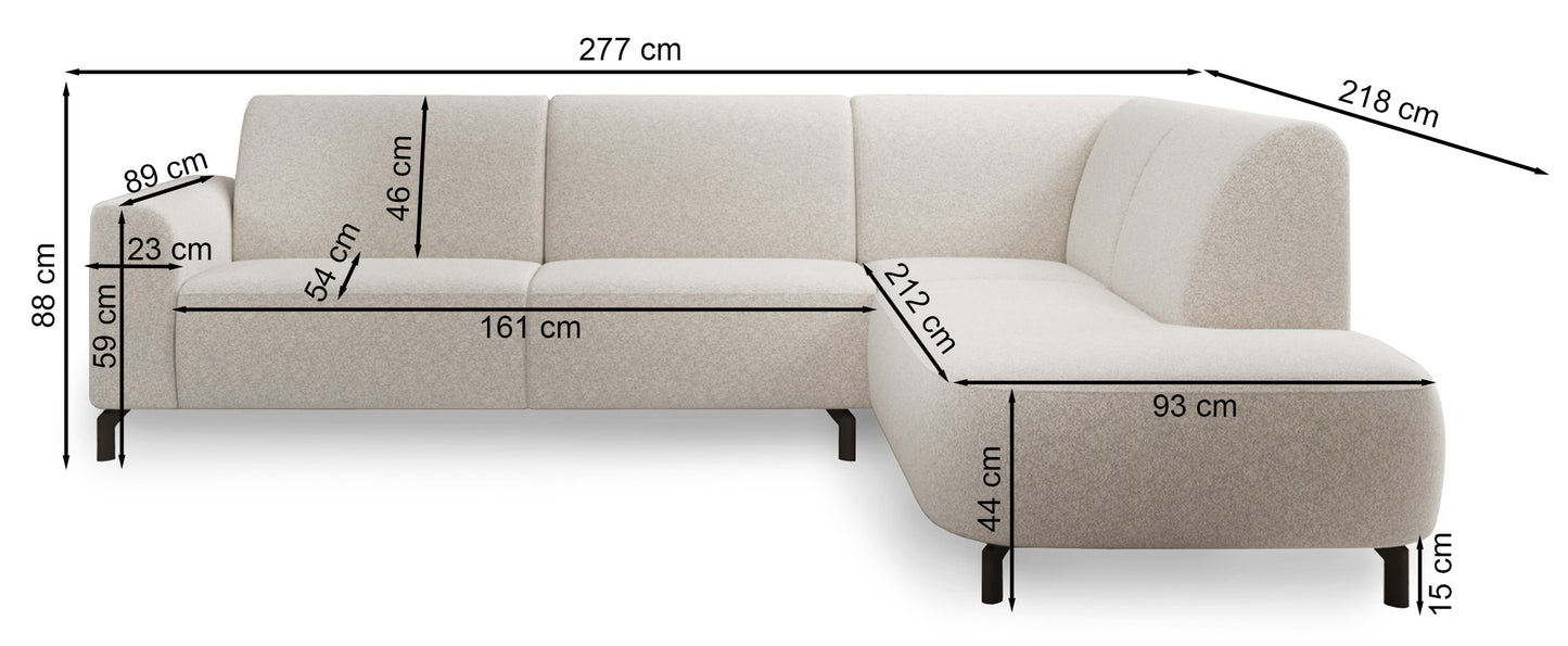 Dīvāns Luna 277/88/218 cm Raven 24 - N1 Home