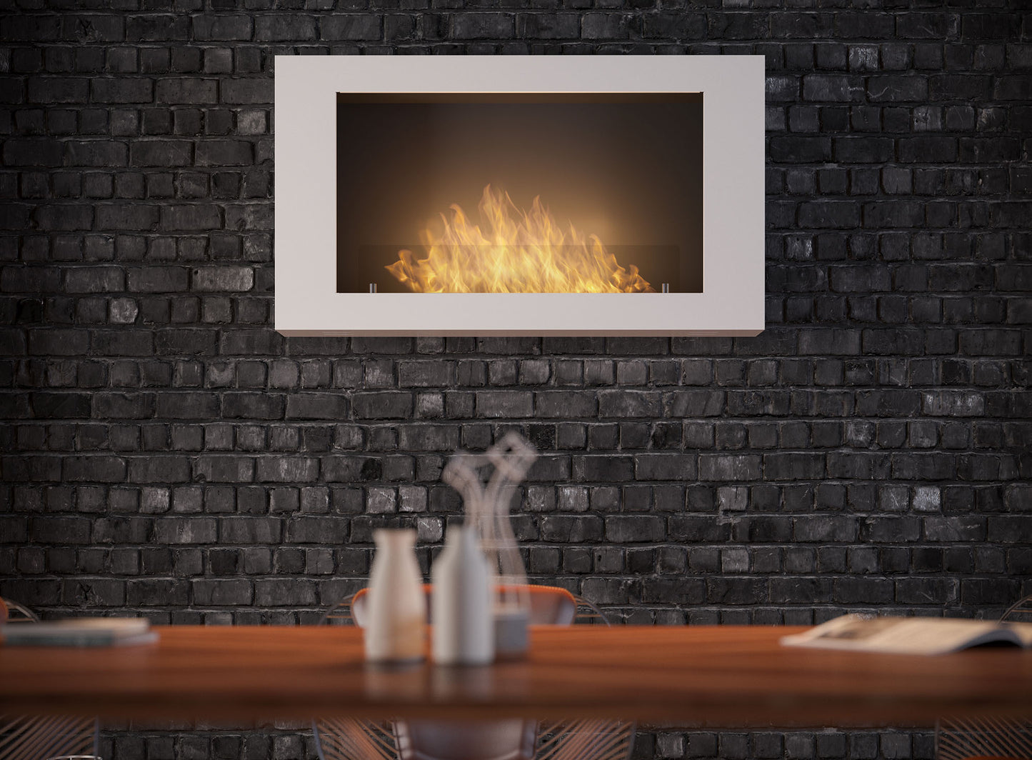 Biokamīns Mura 80/56/16;100/56/16/120/56/16 cm balts - N1 Home