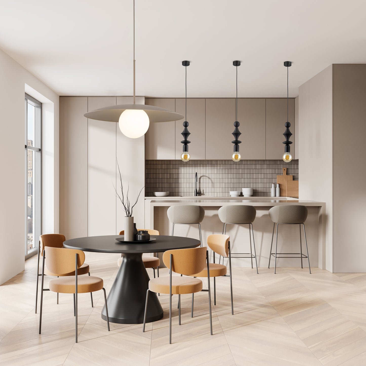 Piekaramā lampa Tower 100 × 100 × 1500 mm melns - N1 Home