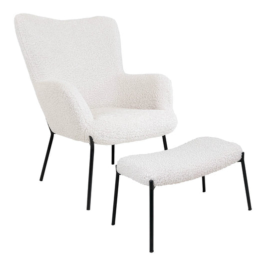 Krēsls un pufs Glaro 70/79/98 cm balts