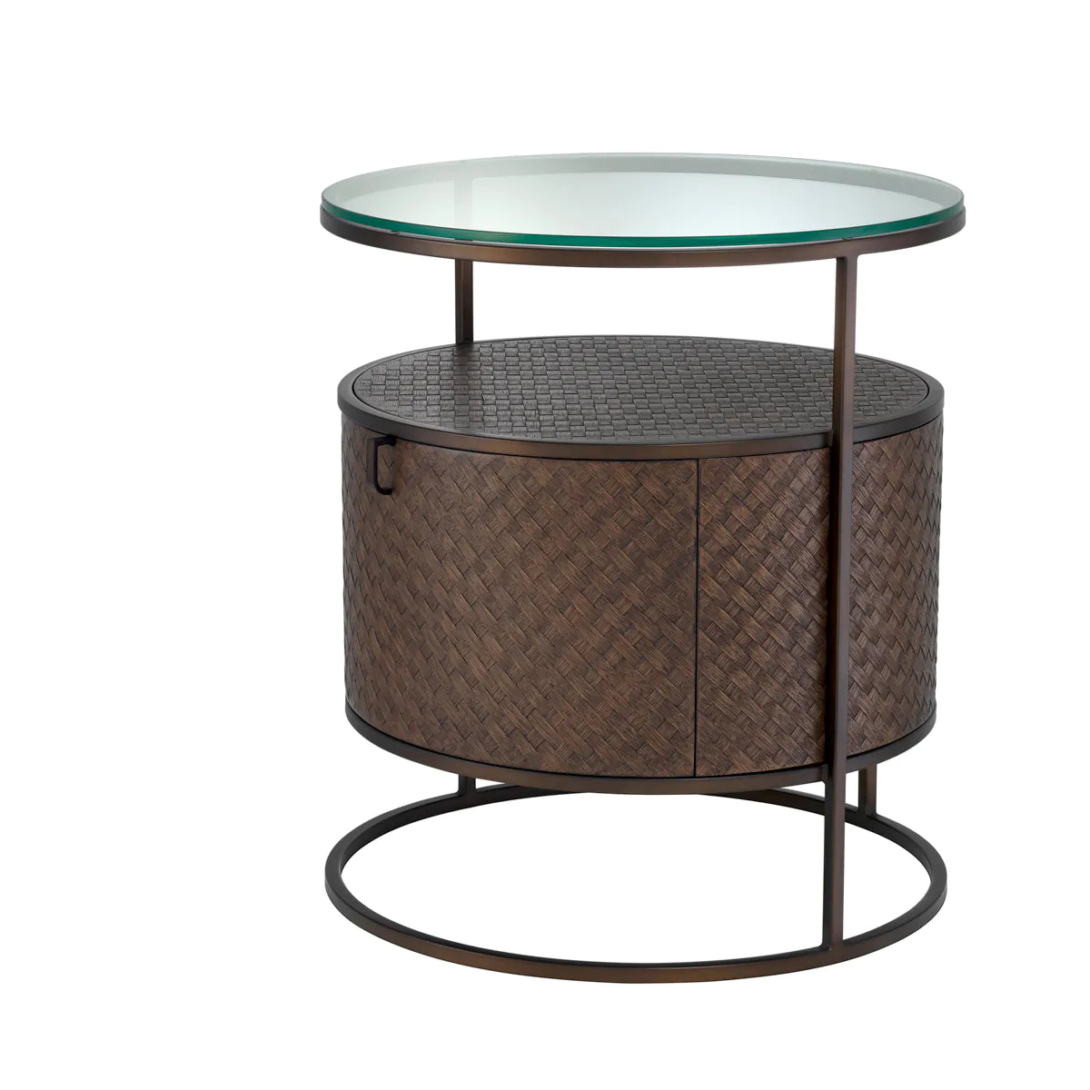 Naktsskapitis Napa Valley Eichholtz 50/50/56 cm Woven oak veneer/bronze finish