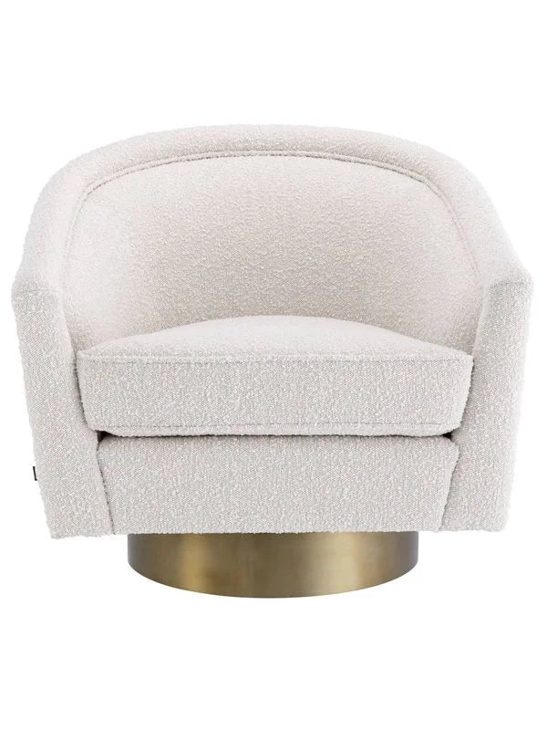 Krēsls Catene Eichholtz 80/80/76 cm Bouclé cream | matte gold finish swivel base - N1 Home