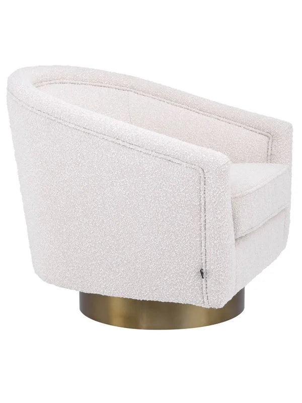 Krēsls Catene Eichholtz 80/80/76 cm Bouclé cream | matte gold finish swivel base - N1 Home