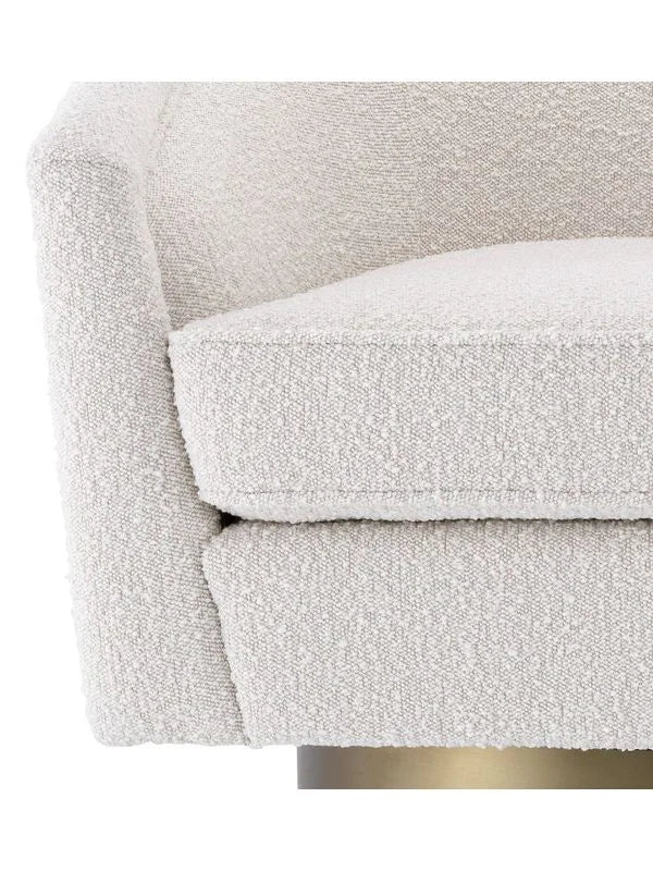 Krēsls Catene Eichholtz 80/80/76 cm Bouclé cream | matte gold finish swivel base - N1 Home