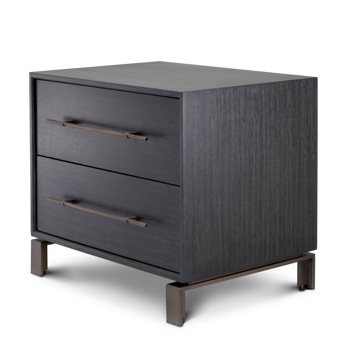Naktsskapitis Canova Eichholtz 65/48/55 cm Charcoal grey oak veneer/medium bronze finish