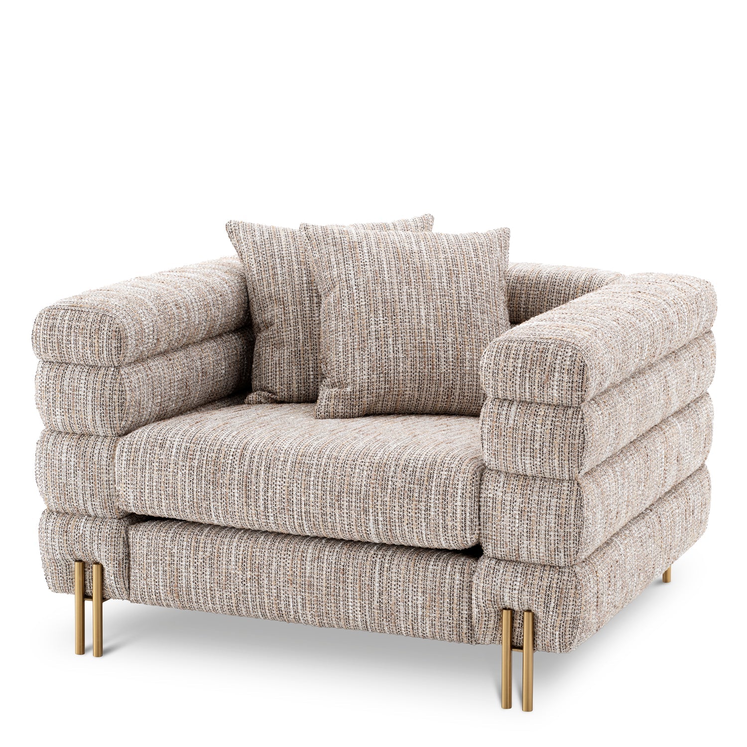 Krēsls York Eichholtz 112/97/69 cm Mademoiselle beige | brushed brass finish legs - N1 Home