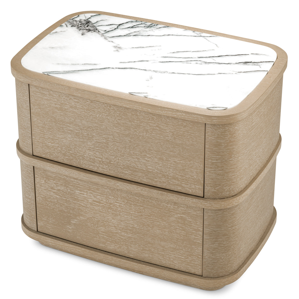 Naktsskapitis Cabana Eichholtz 75/49/63 cm Washed oak veneer/bianco lilac marble