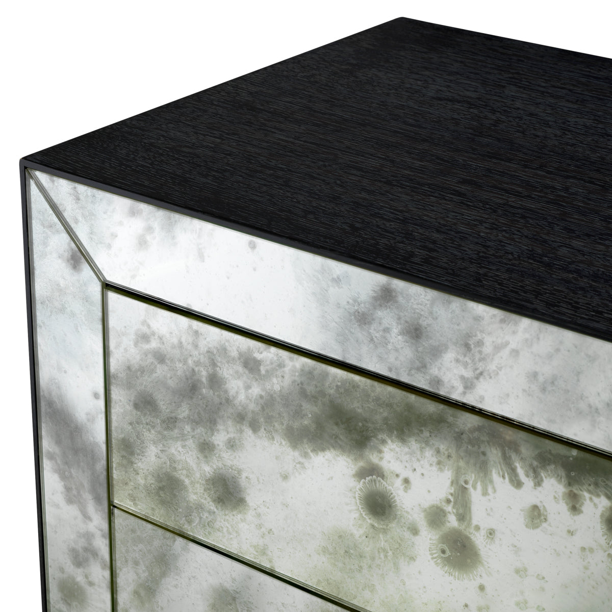 Naktsskapitis Bogart Eichholtz 58/46/68 cm Charcoal grey oak veneer/antique mirror glass