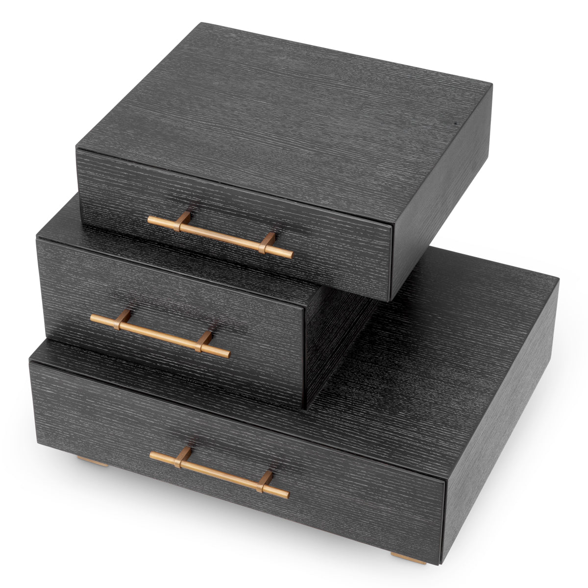 Naktsskapitis Evendale Eichholtz 60/50.5/49 cm Charcoal oak veneer/brushed brass finish