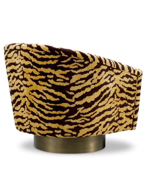 Krēsls Catene Eichholtz 80/80/76 cm Tigris brown | brushed brass finish swivel base - N1 Home