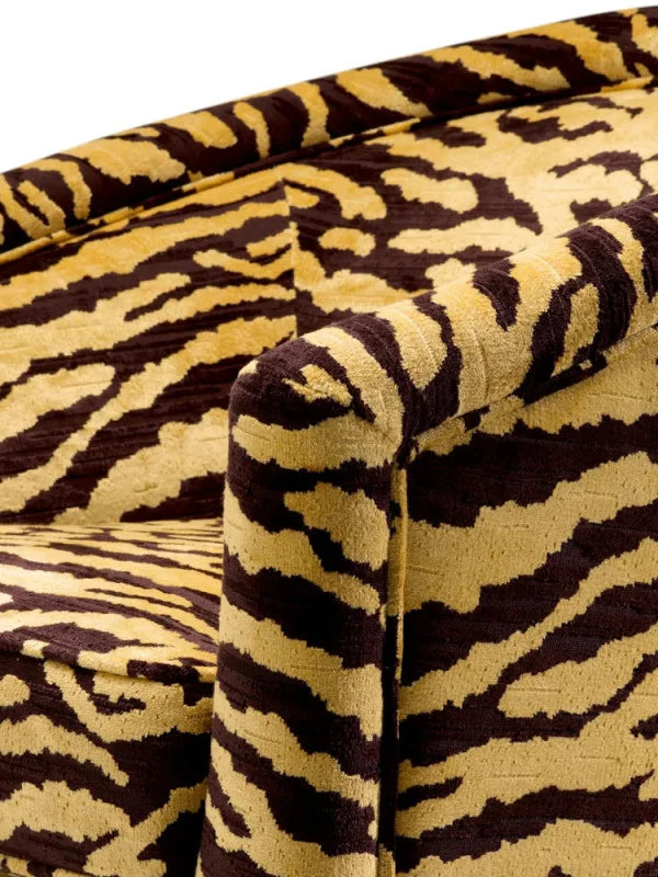 Krēsls Catene Eichholtz 80/80/76 cm Tigris brown | brushed brass finish swivel base - N1 Home