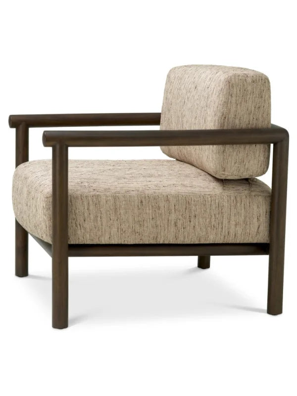 Krēsls Ombria Eichholtz 76/80/72 cm Mocha mahogany wood | beckett beige - N1 Home
