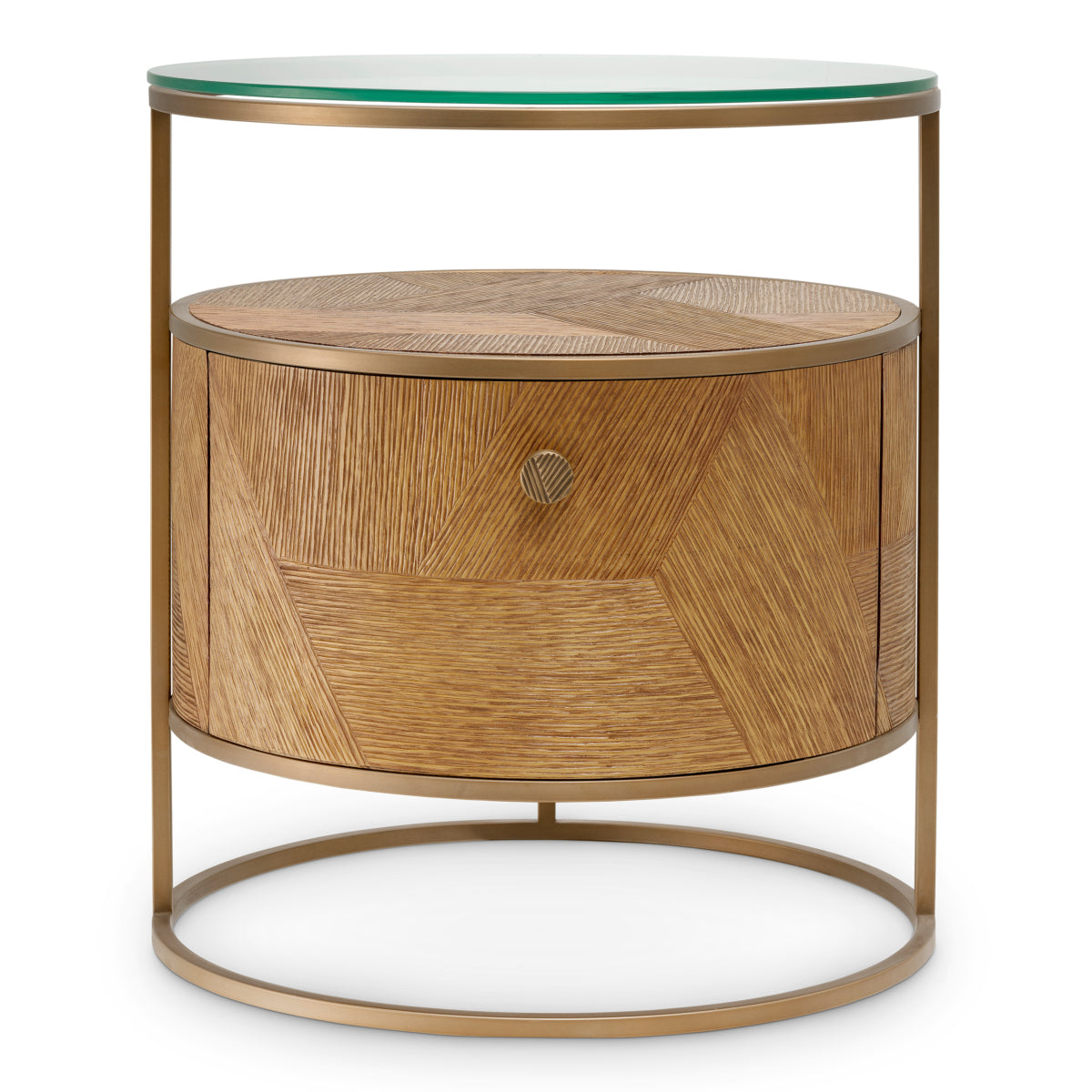 Naktsskapis Velutto Eichholtz 50/56 cm Caramel carved oak veneer/brushed brass finish
