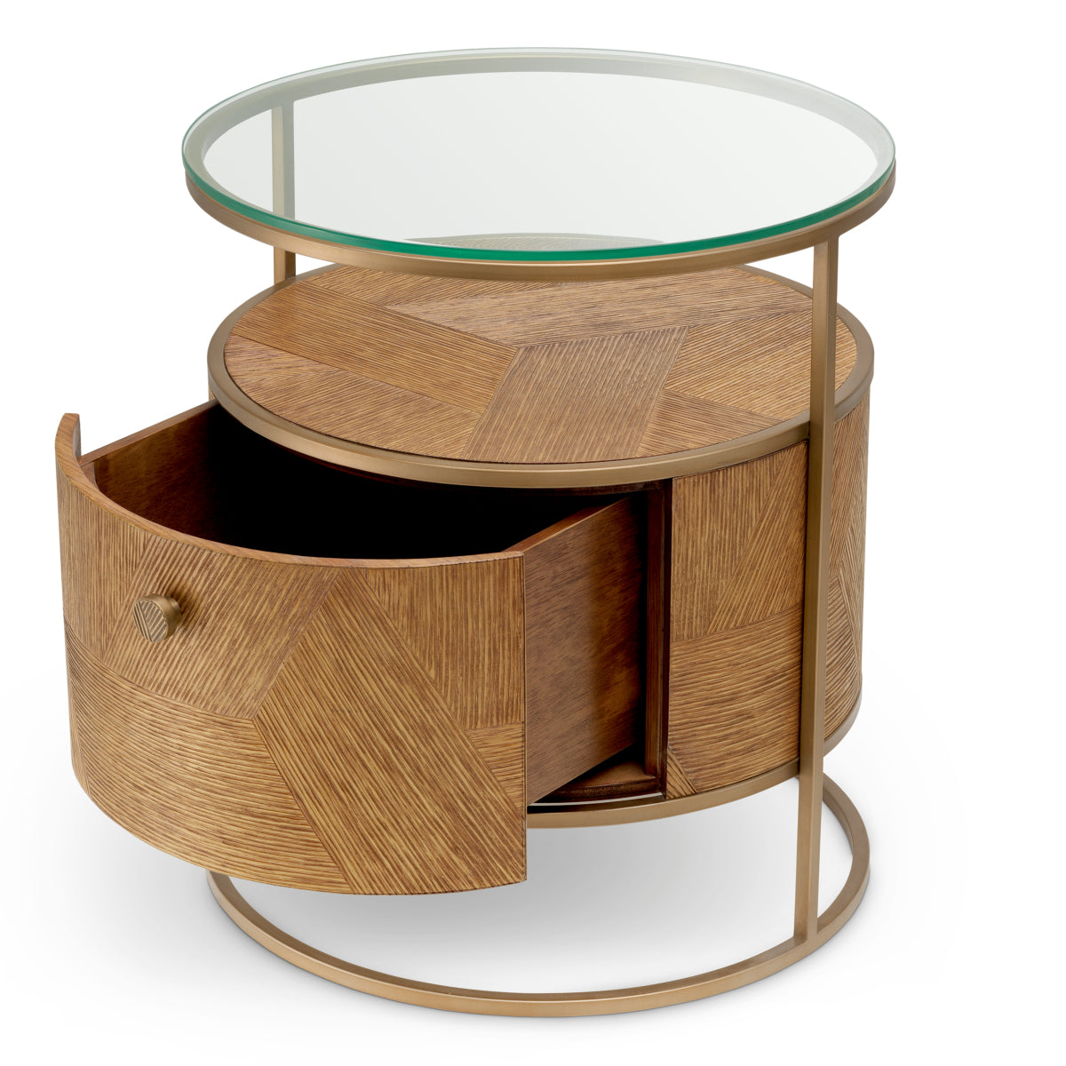 Naktsskapis Velutto Eichholtz 50/56 cm Caramel carved oak veneer/brushed brass finish