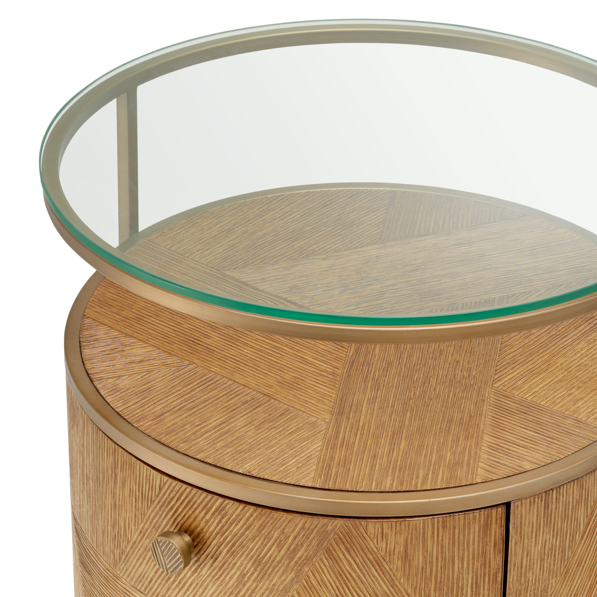 Naktsskapis Velutto Eichholtz 50/56 cm Caramel carved oak veneer/brushed brass finish