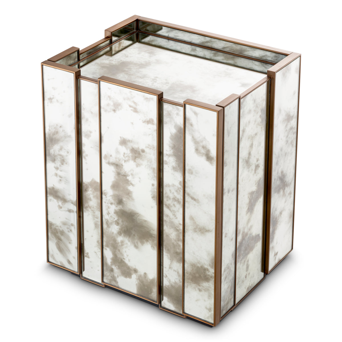 Naktsskapitis Nottingham Eichholtz 57.5/46/68.5 cm Antique mirror glass/brushed brass finish