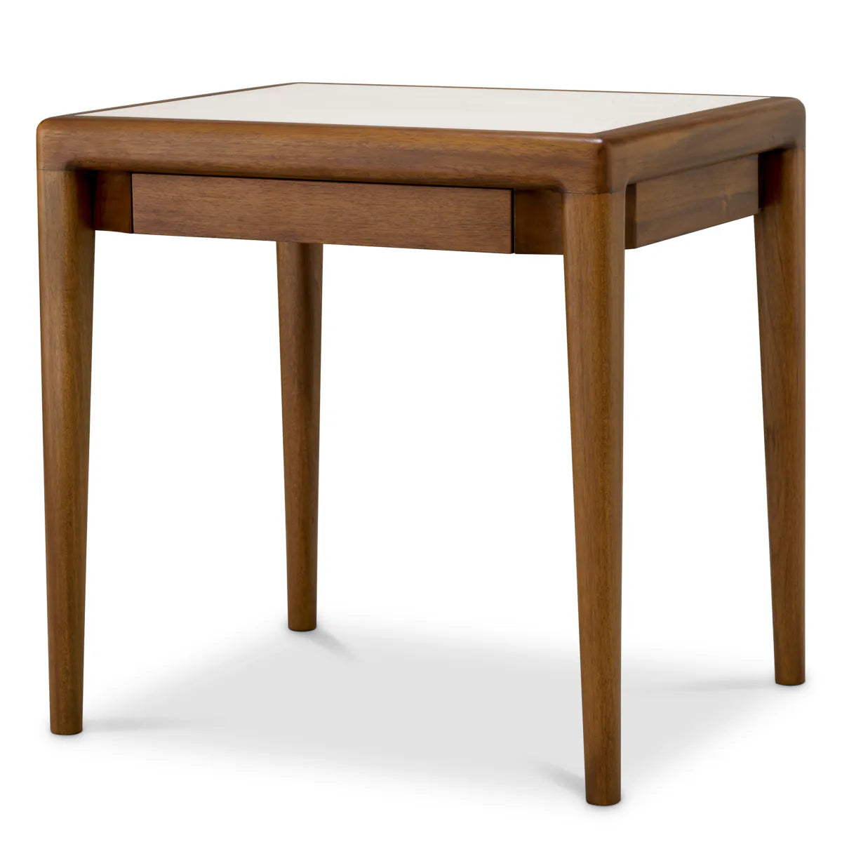 Naktsskapis Hensley Eichholtz 50/60/60 cm Mahogany wood/caramel finish/beige marble