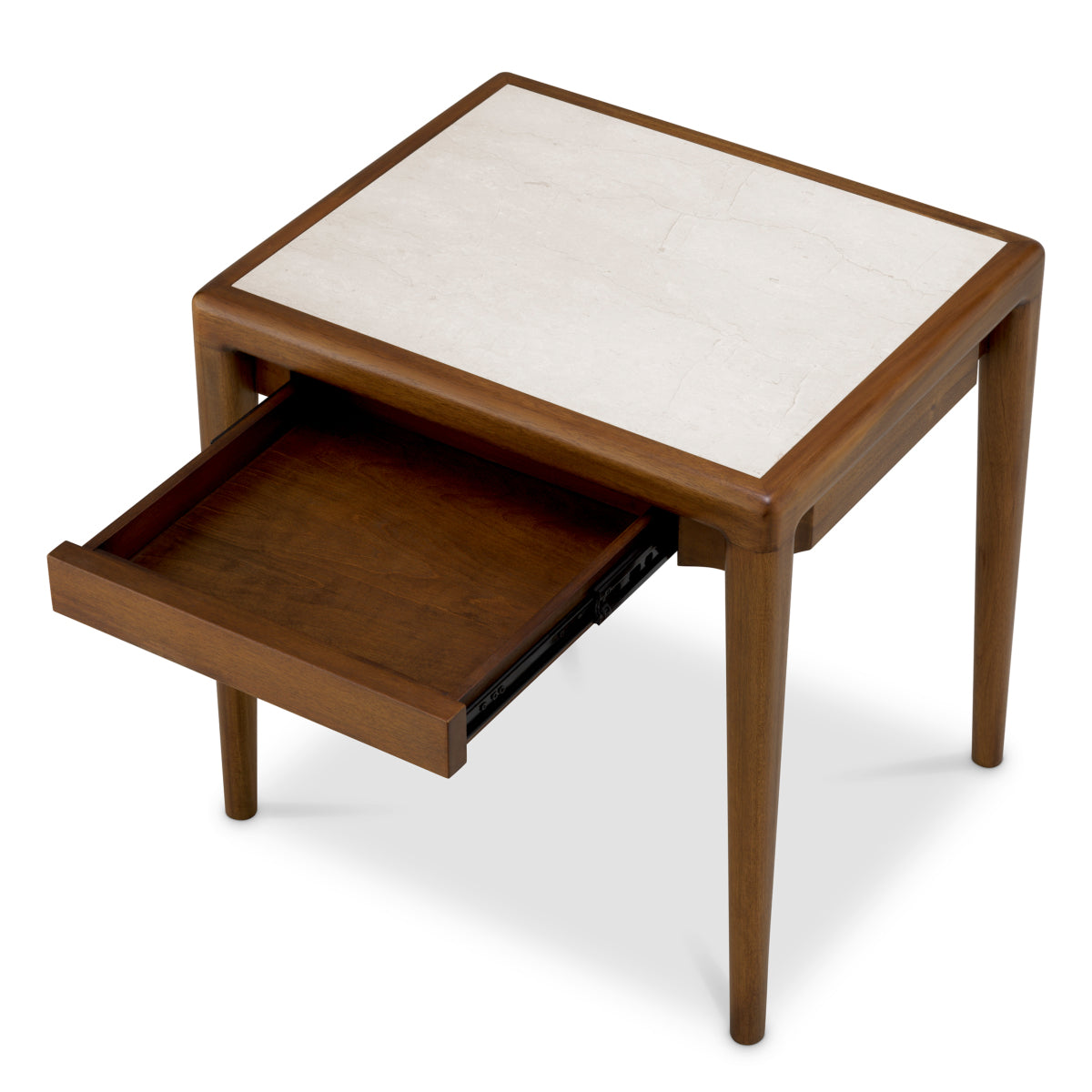 Naktsskapis Hensley Eichholtz 50/60/60 cm Mahogany wood/caramel finish/beige marble