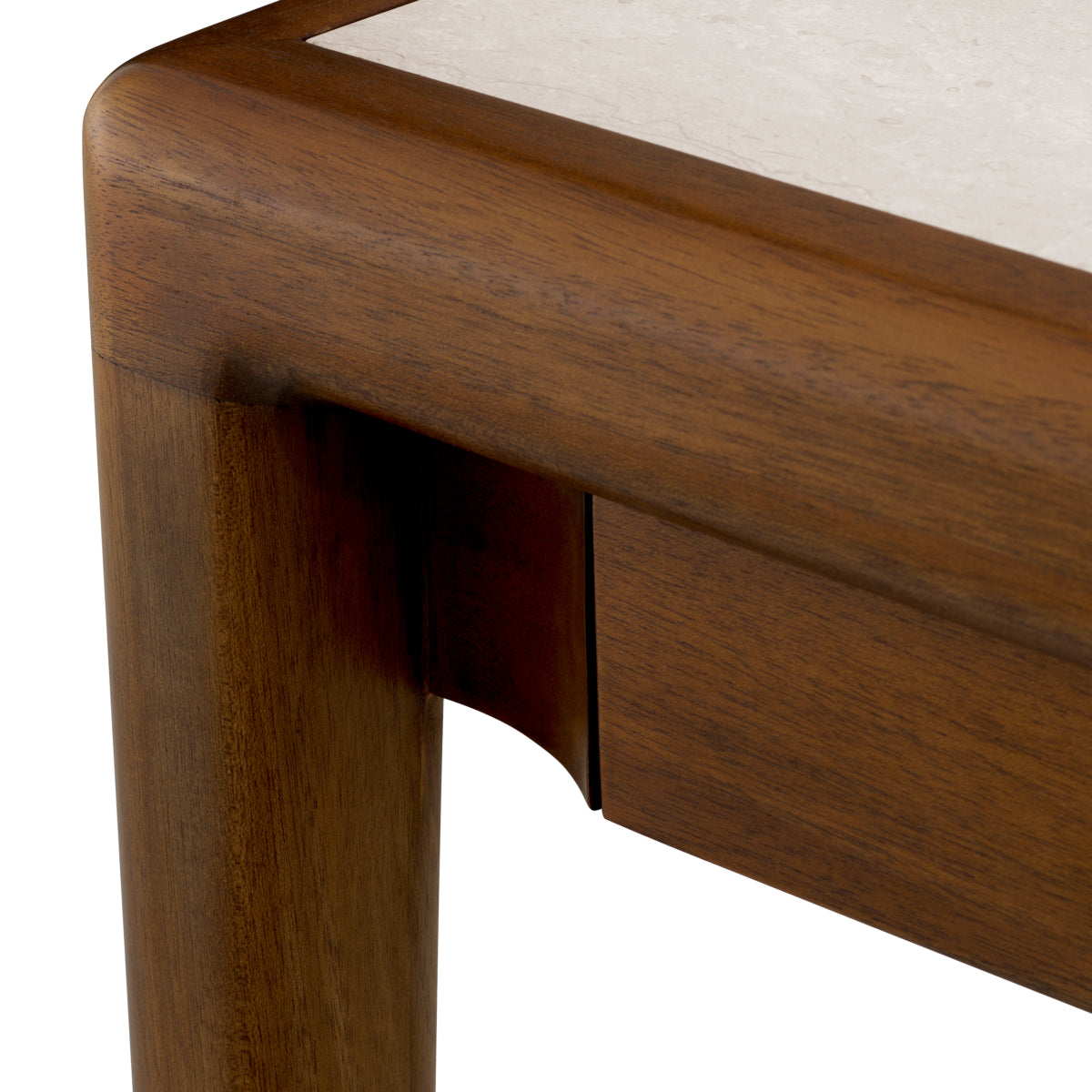 Naktsskapis Hensley Eichholtz 50/60/60 cm Mahogany wood/caramel finish/beige marble