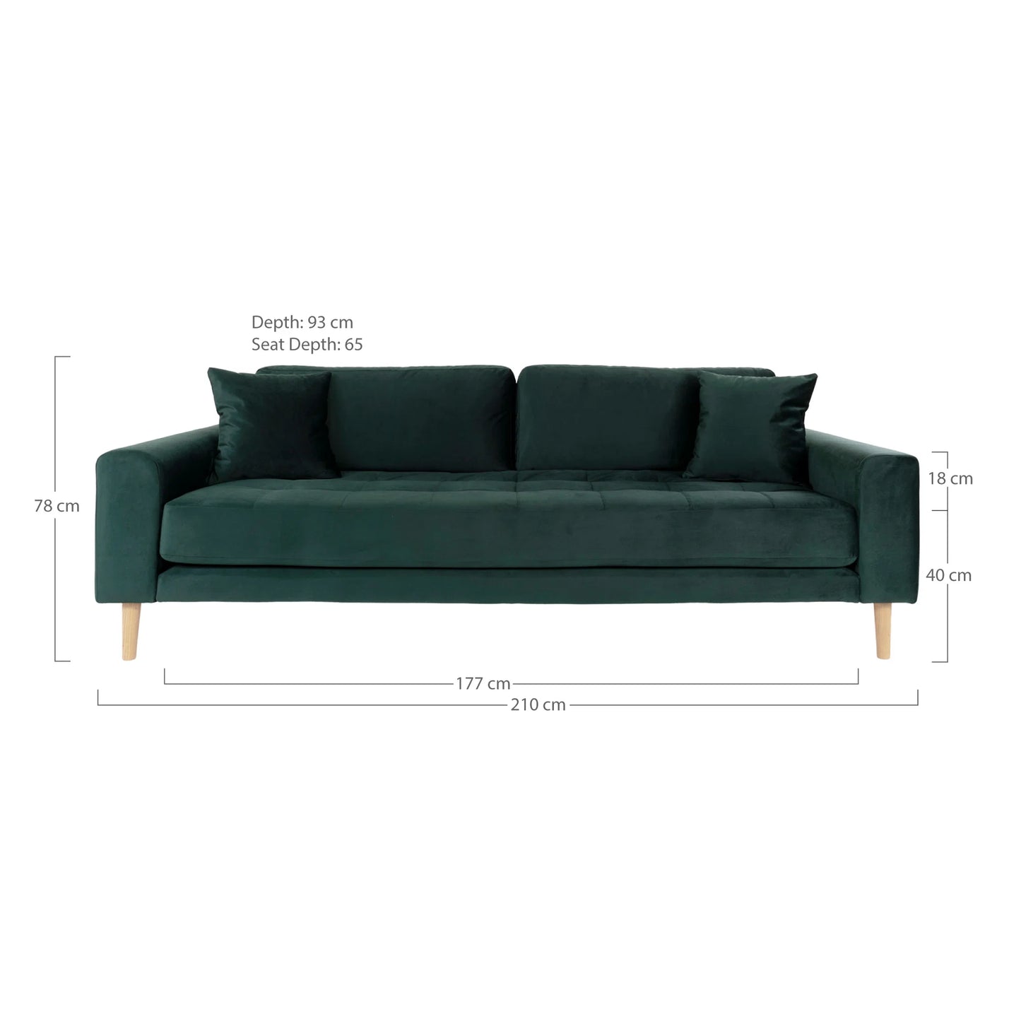 Dīvāns Lito 210/93/76 cm zaļs