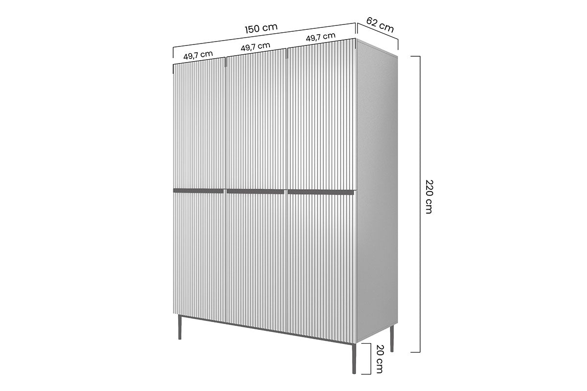 Skapis AUSTIN melns 150/220/62 balts - N1 Home