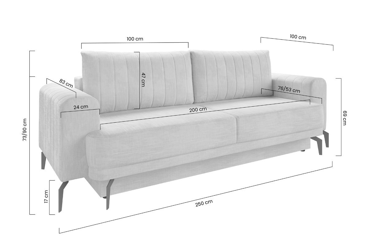 Dīvāns KOMO 250/73-90/100 cm haki - N1 Home