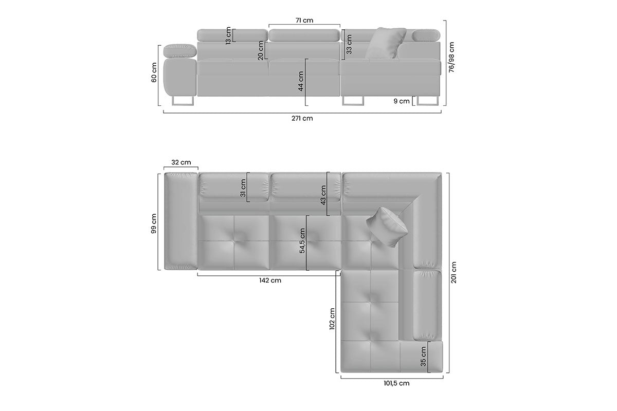 Dīvāns TOKYO velvet  kreisais stūris 277/76-98/201 cm bēšs - N1 Home