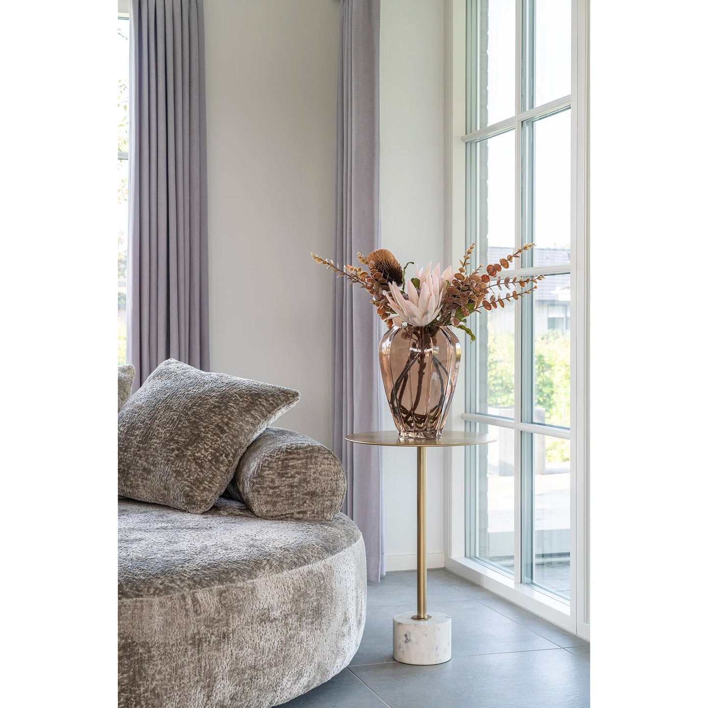 Kafijas galds Leska 41/41/58 cm balts/zelts