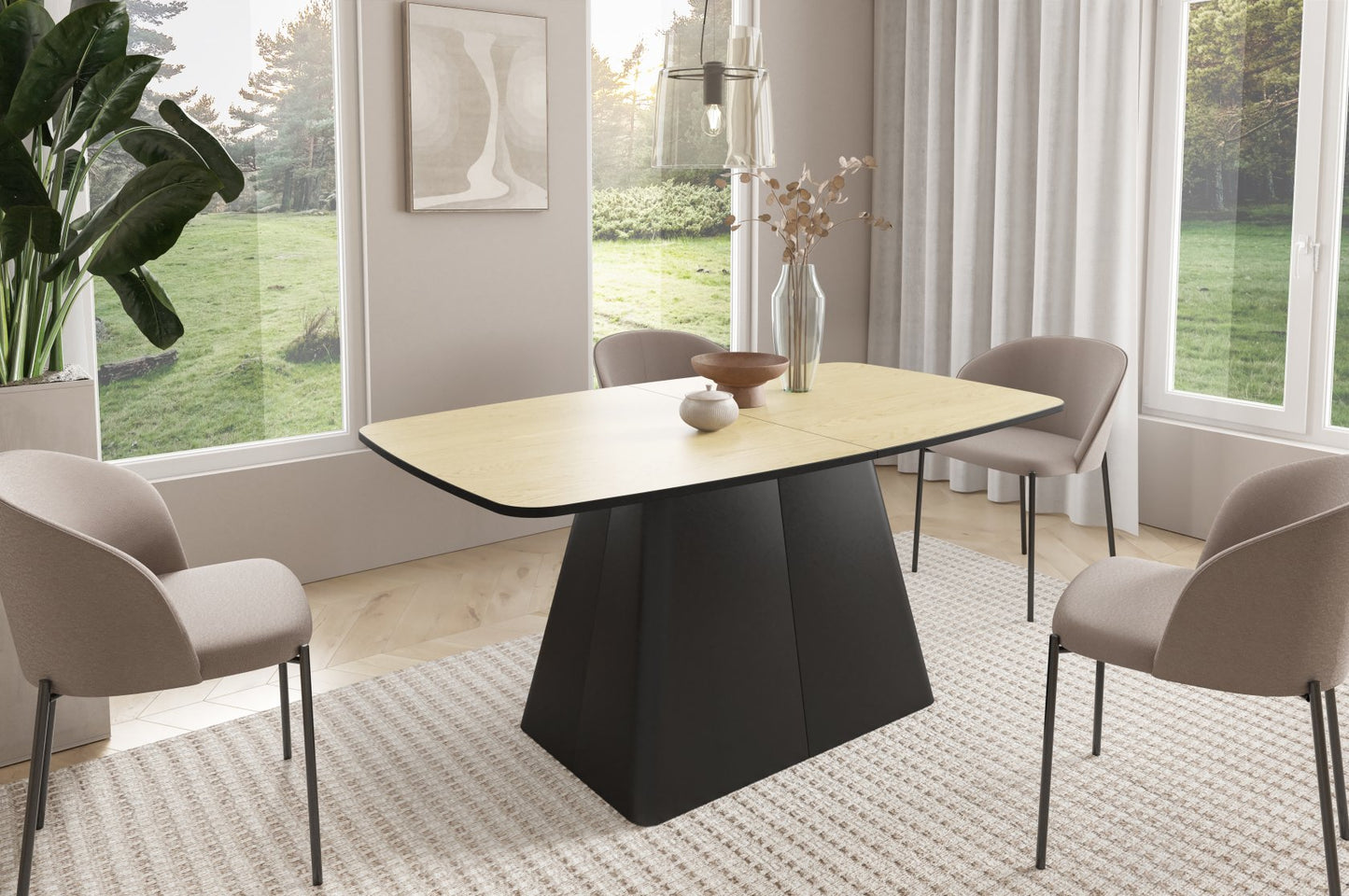 Galds Novaus 180-256/76/110 cm Truffls brūns Davos ozols - N1 Home