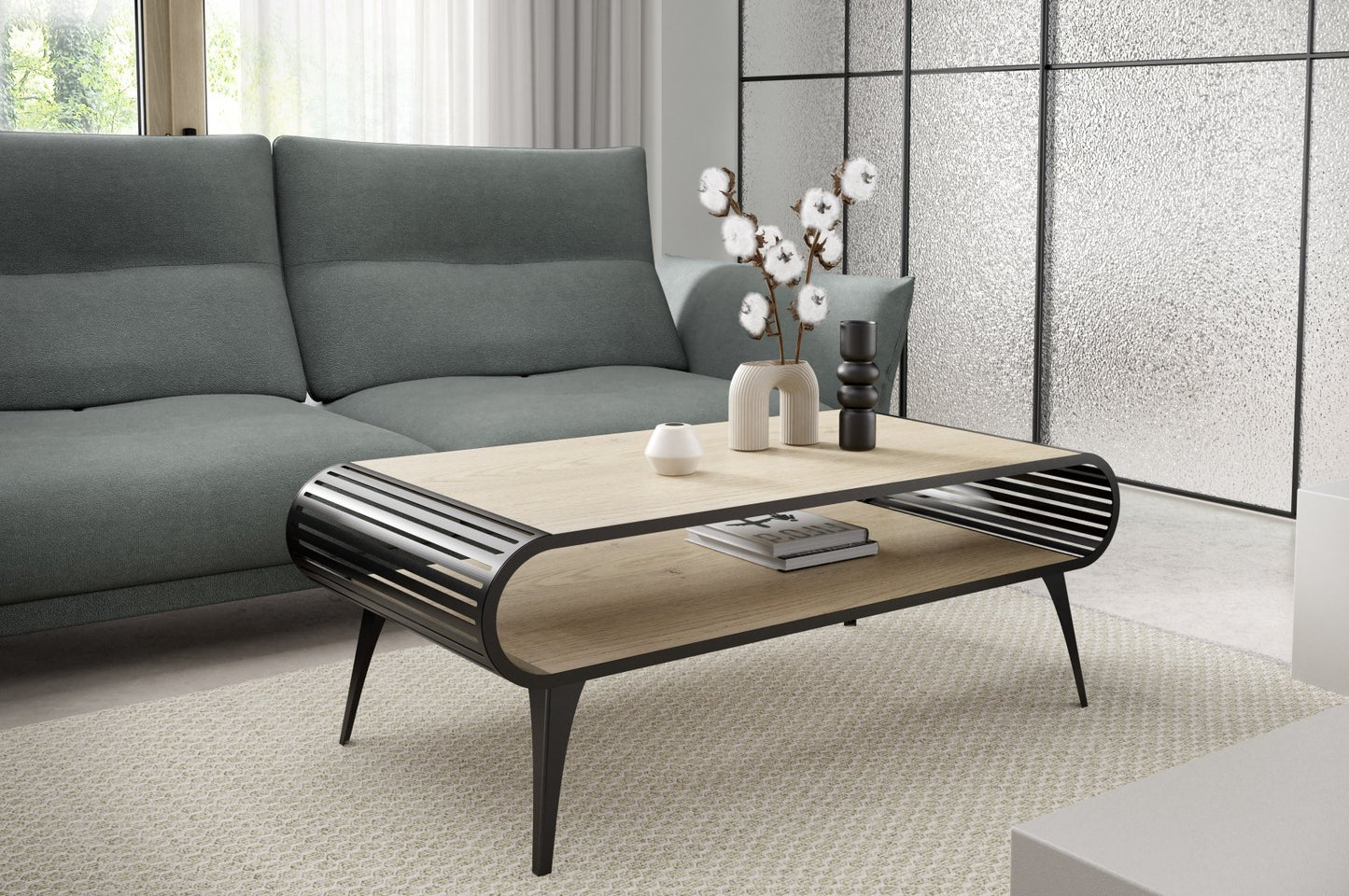 Kafijas galds Aristas 120/60/44 cm melns/terrakota - N1 Home