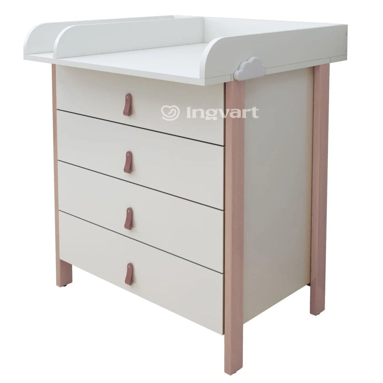 Ingvart Kumode ar Pārtinamo Galdiņu Scandi 82/80/50 cm White+Cappuccino - N1 Home