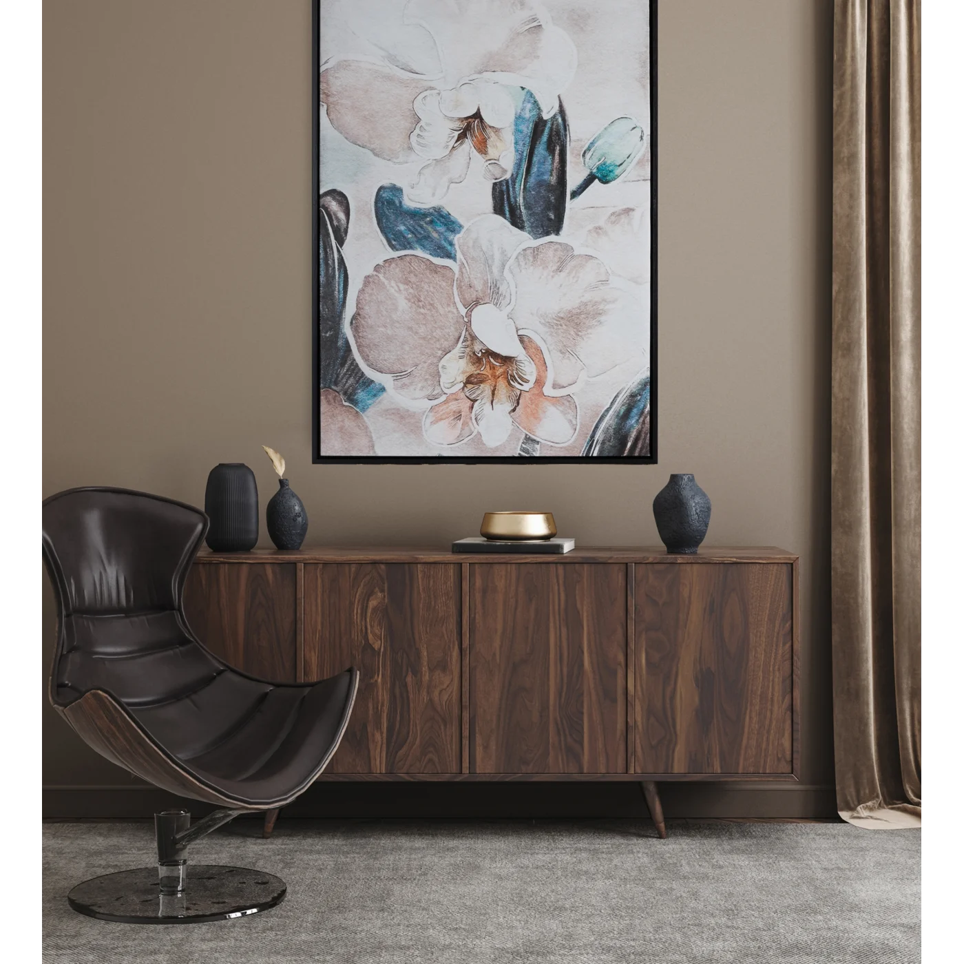 Glezna Orhid 50/70 cm bēšs/turkuaz - N1 Home