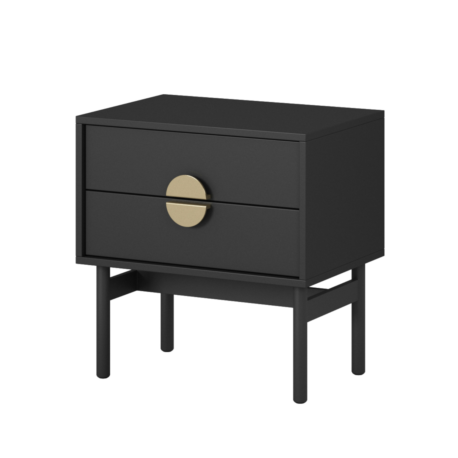 LOON naktsgaldiņš ar divām atvilktnēm 55 cm, melns - N1 Home