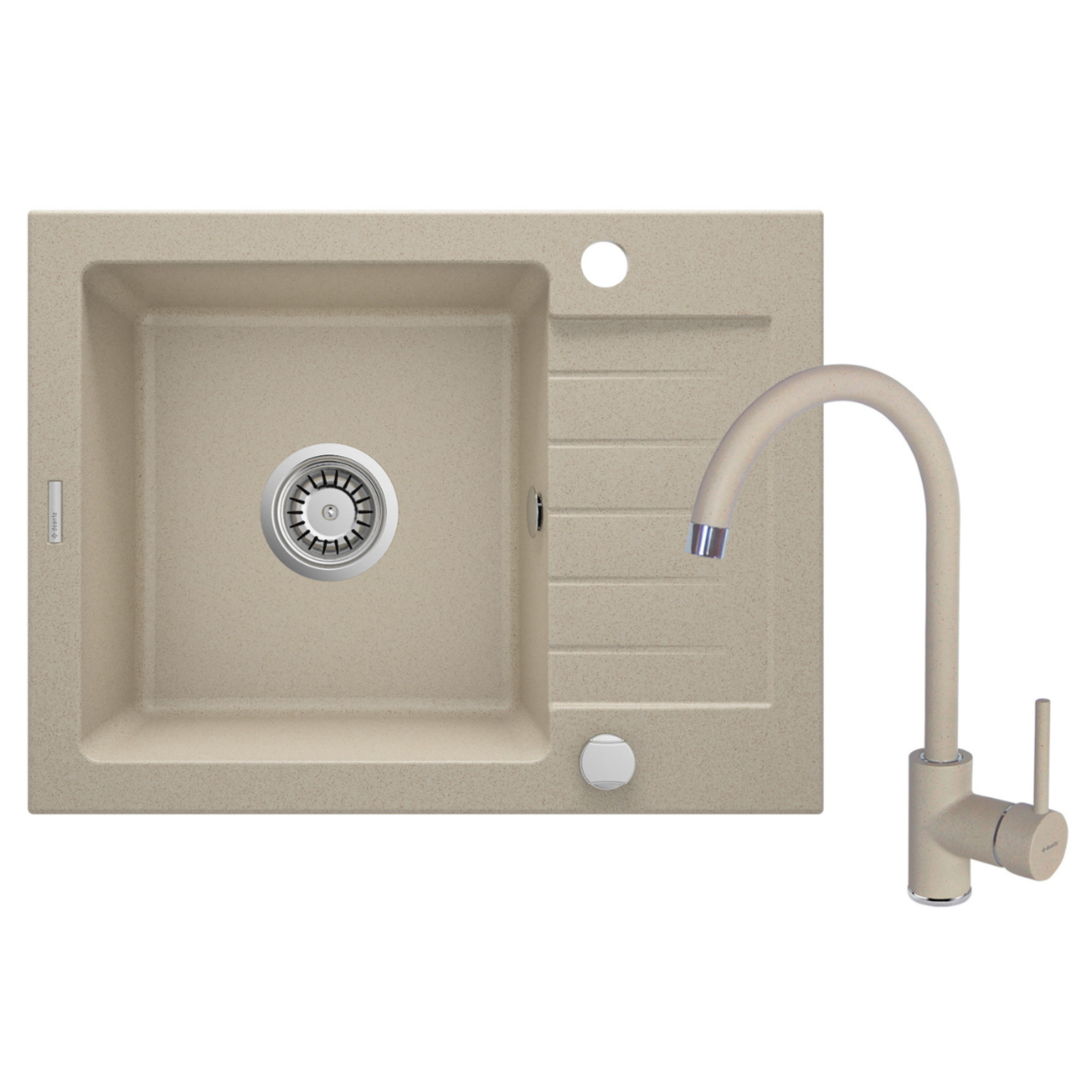 Granīta izlietne ar jaucējkrānu Zorba 580 x 440 x 164 smiltis - N1 Home