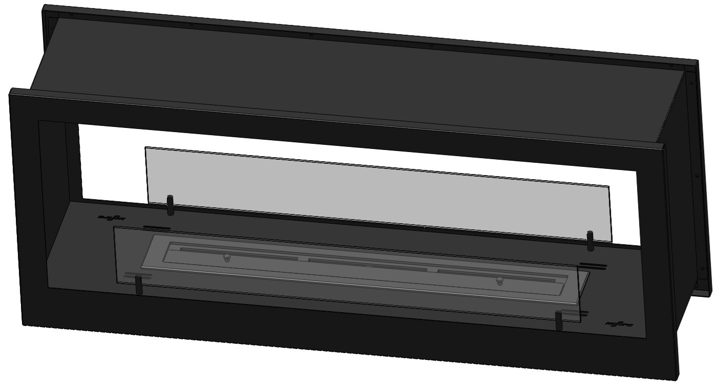 Biokamīns 2Sid 90/50/25; 120/50/25 cm melns - N1 Home