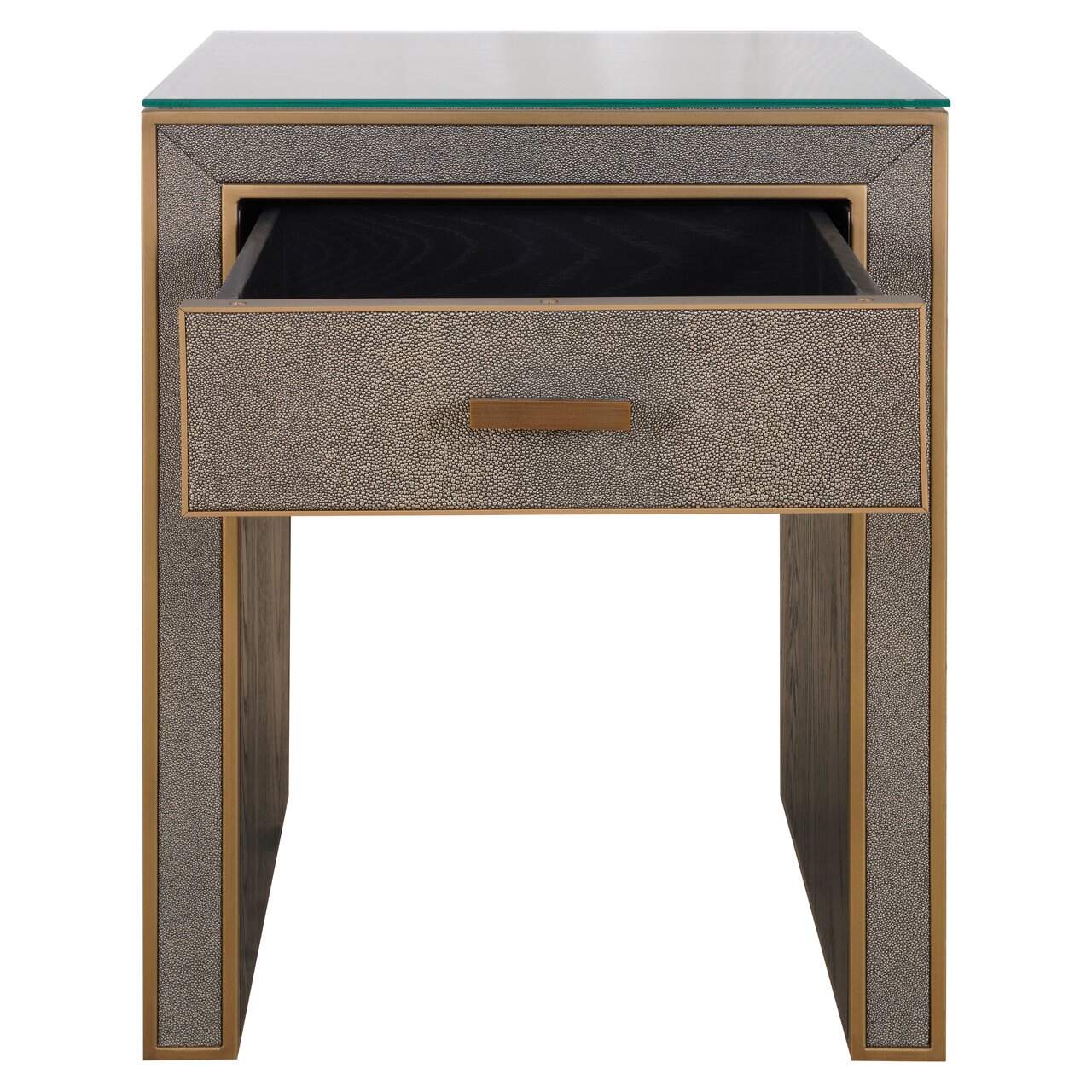 Naktsskapis Bloomville Richmond Interiors 51/66/42 cm brass shagreen incl. glass top