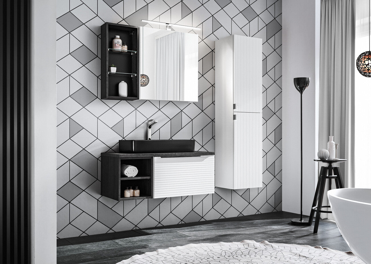 Vannas istabas skapīs Leo 30/65/14.8 cm šermans ozols - N1 Home