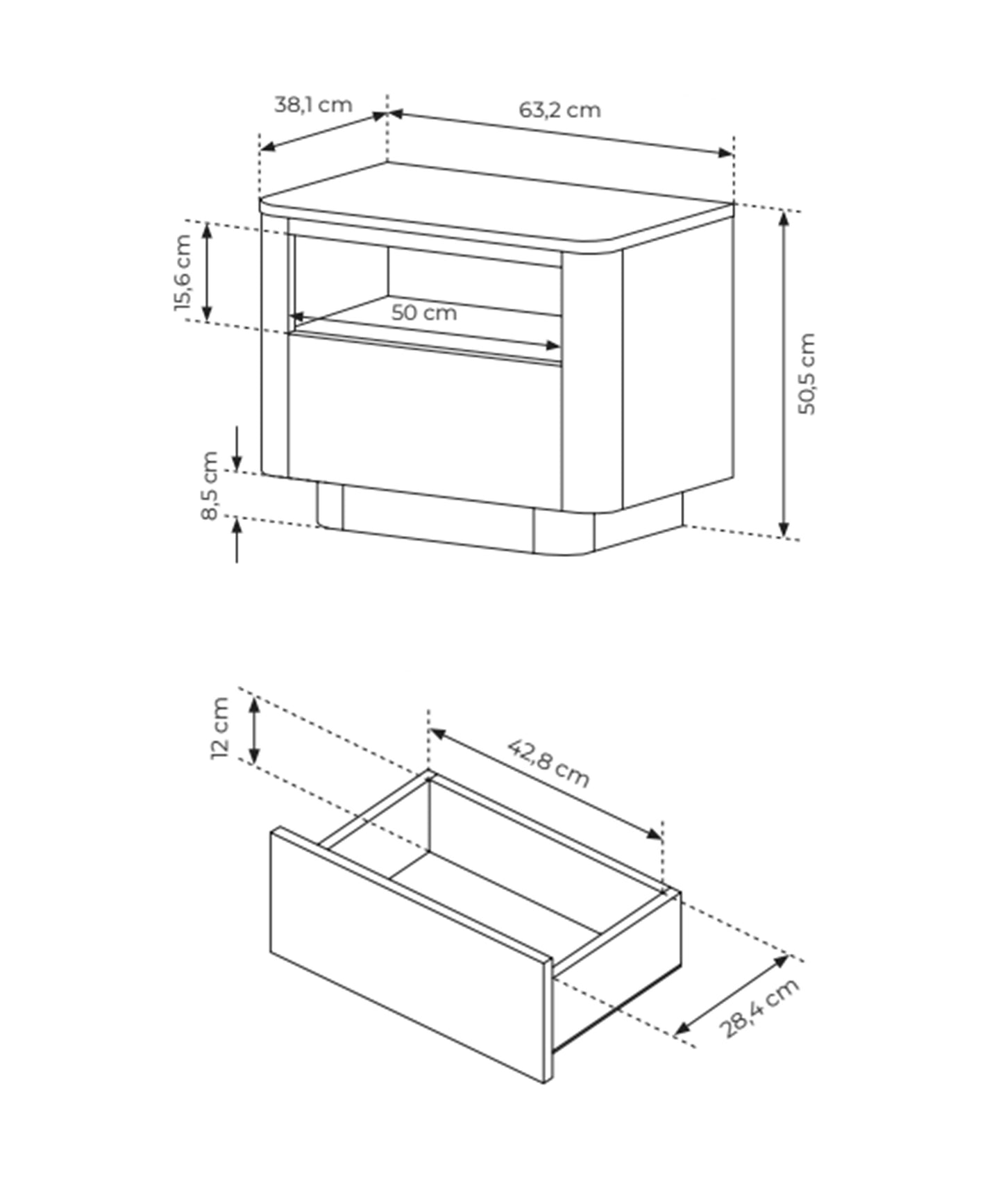 Naktsskapis Torredo 50/63/38 cm Kremona ozols