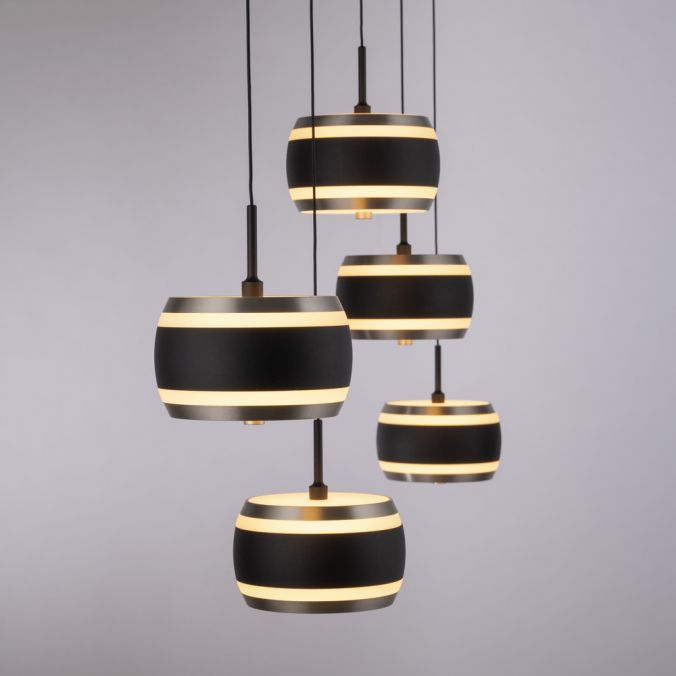 Piekaramā lampa PURE Falling Rings 200/13/101 cm  melnā pērle / dimants