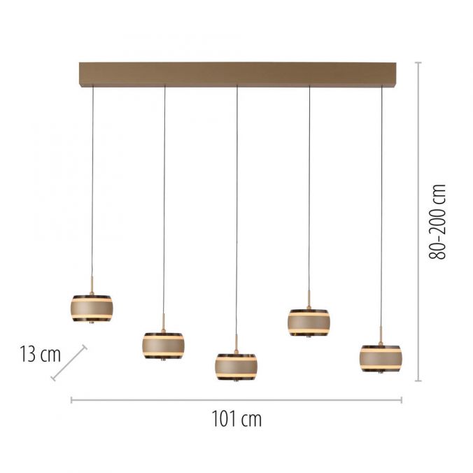 Piekaramā lampa PURE Falling Rings 200/13/101 cm  bronza/tumšs hroms