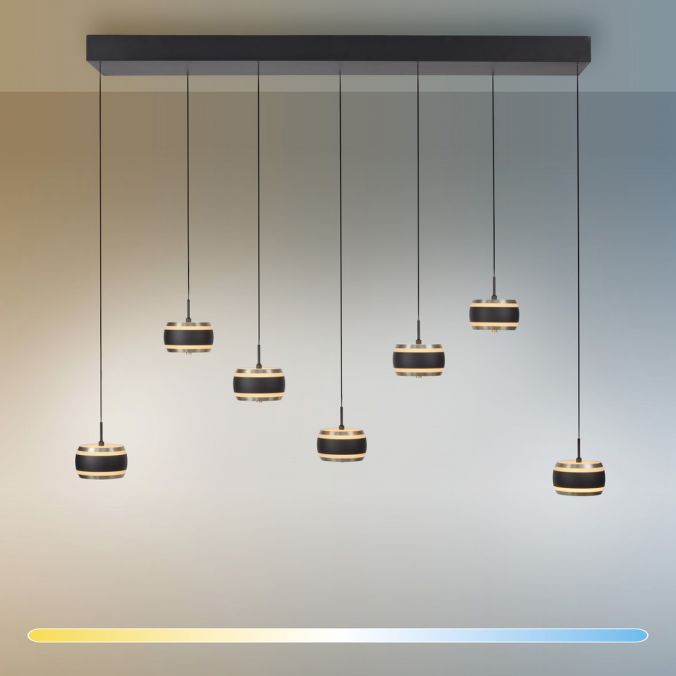 Piekaramā lampa PURE Falling Rings 200/22/132 cm melnā pērle / dimants